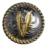 Set Of 2 Western Screw Back Concho 1.5 In Silver Gold Feather Saddle - Uhorse