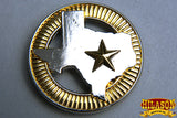 Western Screw Back Concho 1.5 In Texas Star Gold Silver Round Saddle