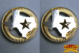 Western Screw Back Concho 1.5 In Texas Star Gold Silver Round Saddle