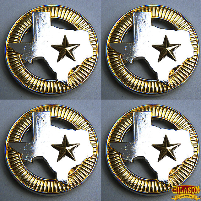 HILASON Western Screw Back Concho 1.5 In Texas Star Gold Silver Round Saddle | Belt Slotted Conchos