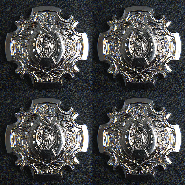 HILASON Western Screw Back Concho 1.5 In. Nickle Plated Horse Shoe Saddle Cowgirl | Belt Slotted Conchos