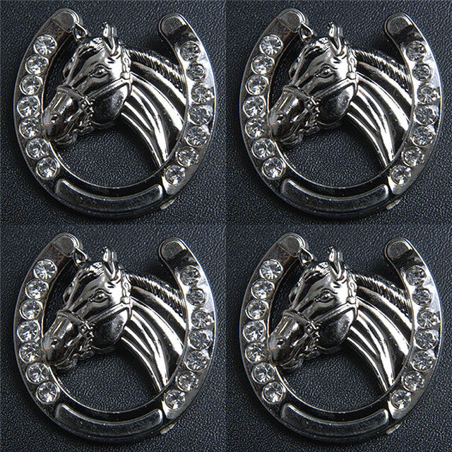 HILASON Horseshoe Silver Concho Saddle Headstall Tack Cowgirl Horse, Color | Bridle Conchos Slotted