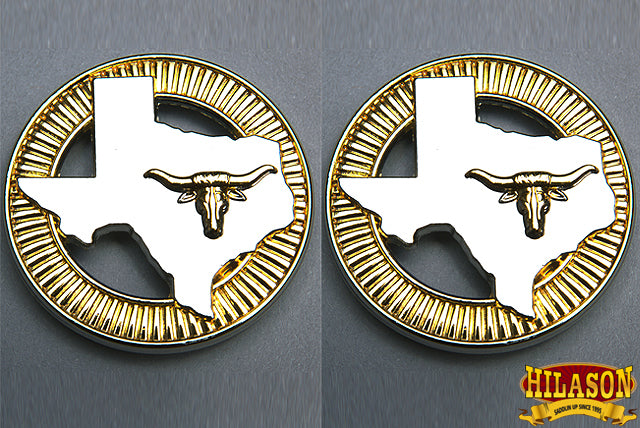 HILASON Screw Back Concho Texas Longhorn Gold Round Saddle Silver, Golod Color | Bridle Conchos Slotted