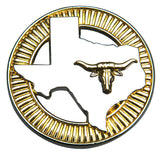 Western Screw Back Concho 1.5 In Texas Longhorn Gold Silver Round Saddle