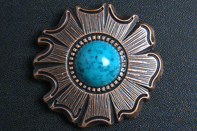 Turquoise Stone Copper Conchos For Leather Crafting Decoration