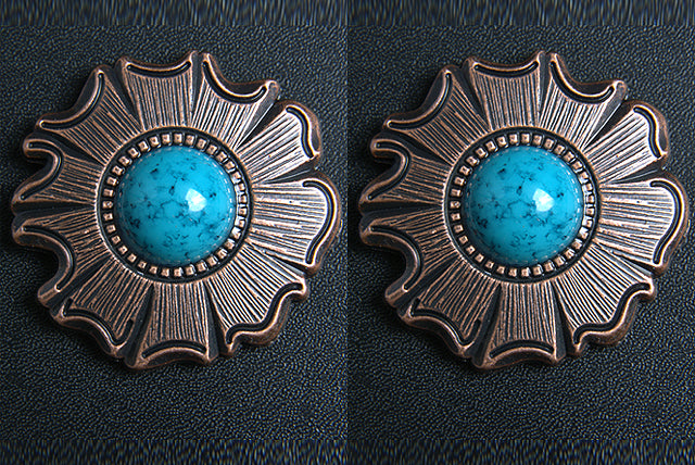 HILASON Western Screw Back Concho 1.5 In. Turquoise Stone Floral Saddle Cowgirl | Belt Slotted Conchos