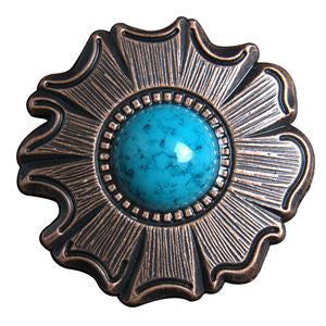 Western Screw Back Concho 1.5 In. Turquoise Stone Floral Saddle Cowgirl - Uhorse