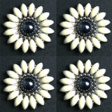 Western Screw Back Concho 1.25 In Black White Floral Silver Saddle