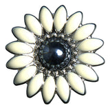 Set Of 16 Western Screw Back Concho 1.25 In White Floral Silver Saddle - Uhorse