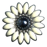 Western Screw Back Concho 1.25 In Black White Floral Silver Saddle - Uhorse