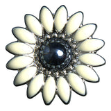 Western Screw Back Concho 1.25 In Black White Floral Silver Saddle