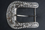 Hilason Western Crystal Bling Silver Belt Buckle (1.5 Inch Opening)