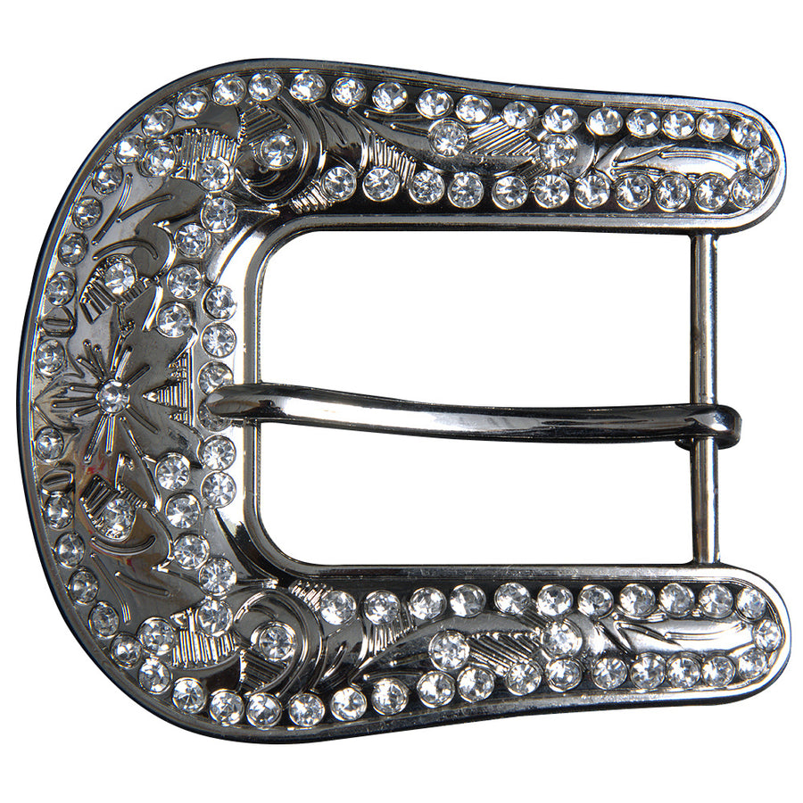 Hilason Western Crystal Bling Silver Belt Buckle (1.5 Inch Opening) - Uhorse