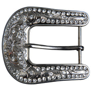 Hilason Western Crystal Bling Silver Belt Buckle (1.5 Inch Opening)