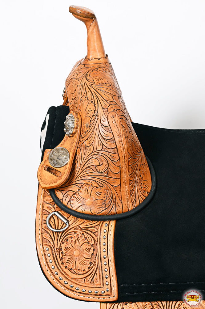 HILASON Western Horse Treeless Trail Barrel American Leather Saddle | for Horses