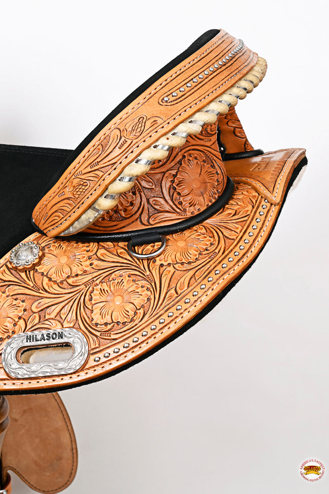 HILASON Western Horse Treeless Trail Barrel American Leather Saddle | for Horses
