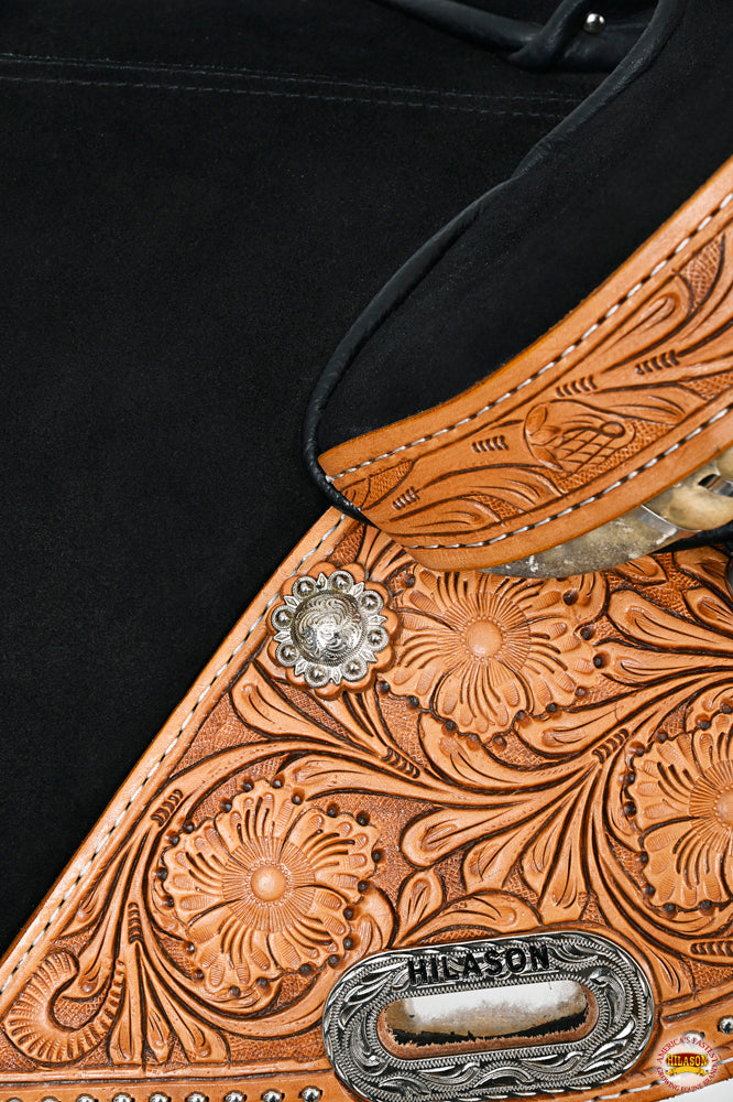 HILASON Western Horse Treeless Trail Barrel American Leather Saddle | for Horses