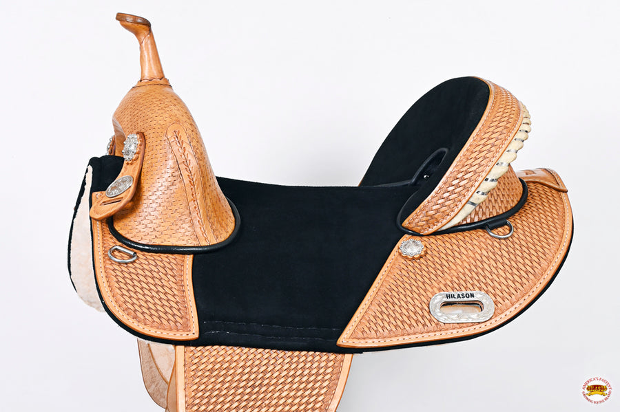 HILASON Western Horse Treeless Trail Barrel Saddle American Leather | for Horses