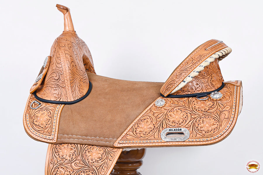 HILASON Western Horse Treeless Trail Barrel Saddle American Leather | for Horses