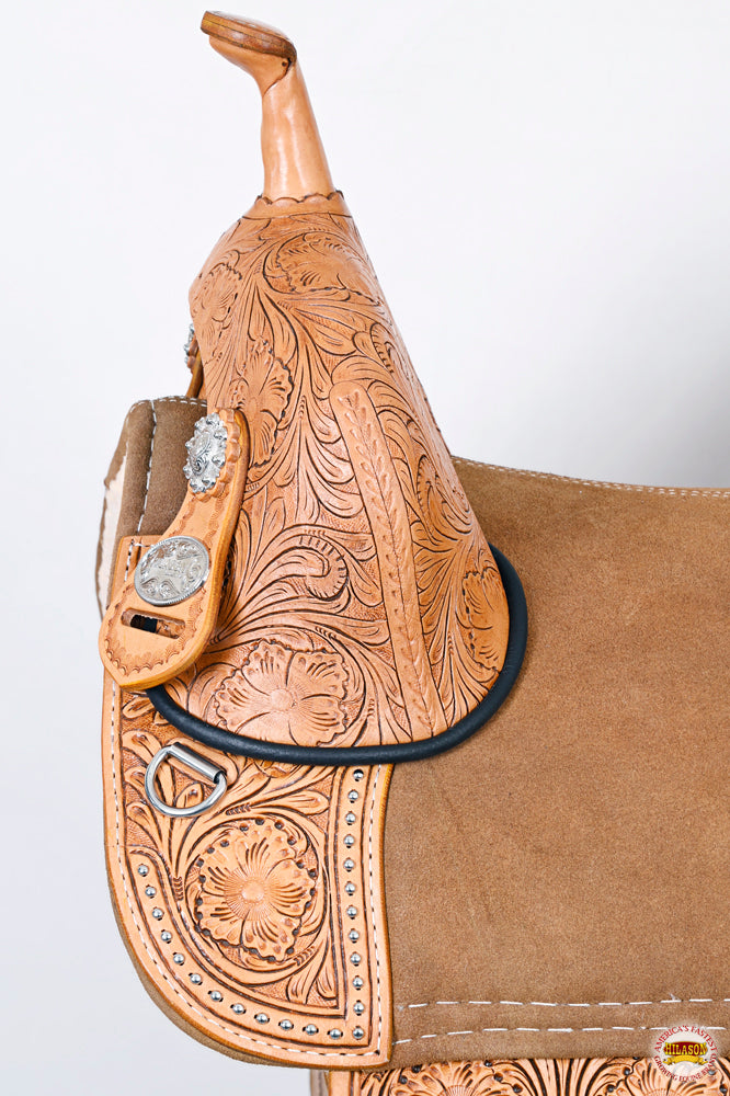 HILASON Western Horse Treeless Trail Barrel Saddle American Leather | for Horses