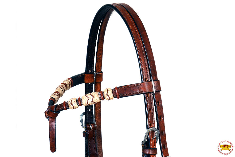 Western Horse Headstall Tack Bridle American Leather Bitless Rein Hilason
