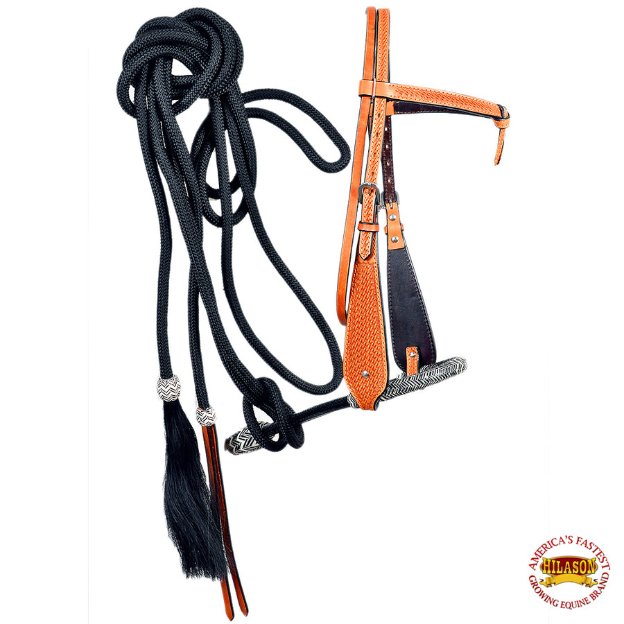 W. H. Headstall Tk. Bridle American Leather Bitless Rein Hilason – by Hilason – Cowboy and equestrian accessories
