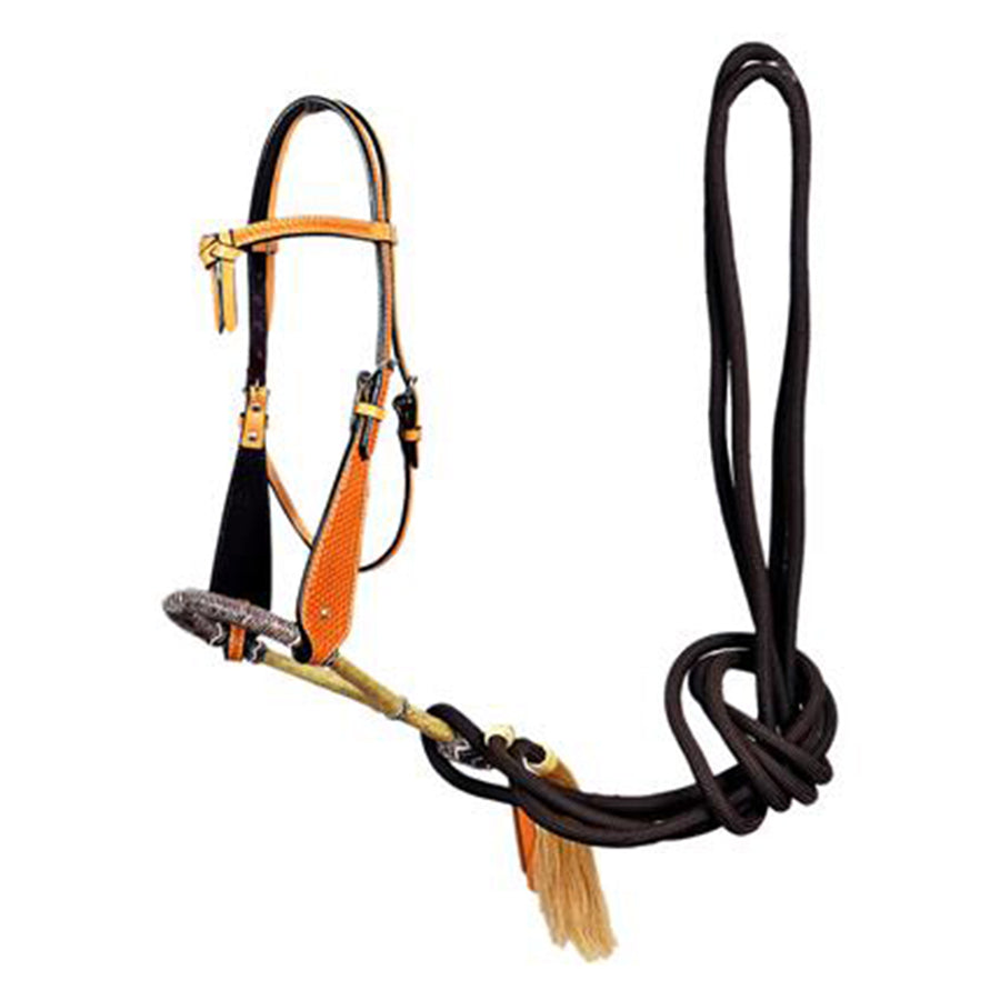 W. H. Headstall Tk. Bridle American Leather Bitless Rein Hilason – by Hilason – Cowboy and equestrian accessories
