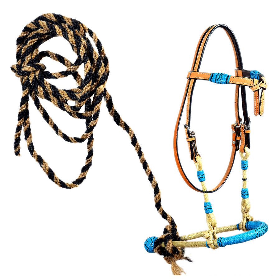 HILASON Western Horse Headstall Tack Bridle American Leather Bitless Rein - Uhorse