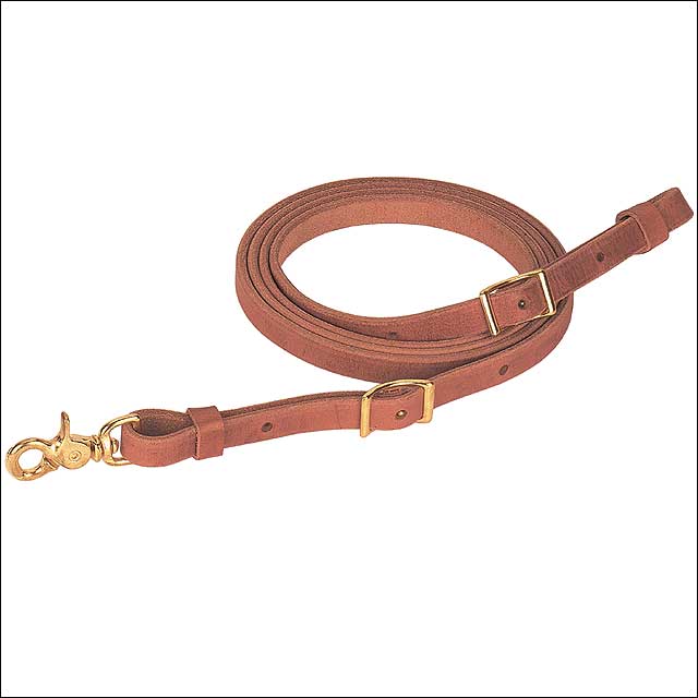 5/8" X 7' Weaver Harness Leather Flat Horse Single Ply Roper Reins Brass Snap