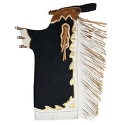 HILASON Bull Riding Chaps de Cuero genuino Rodeo Western Black Base | Leather for Men and Women Unisex