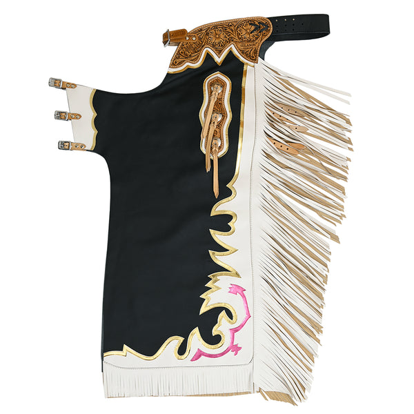 Hilason Handmade Genuine Leather Chaps Adult Handtooled Rodeo Bull Riding - Uhorse