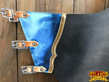 Ch879T-F Hilason Black Bull Riding Genuine Leather Rodeo Western Chaps