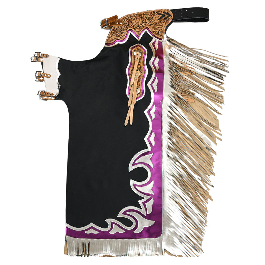 Hilason Handmade Genuine Leather Chaps Adult Handtooled Rodeo Bull Riding - Uhorse