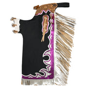 HILASON Bull Riding Genuine Leather Rodeo Western Chaps Black Base | for Men and Women Unisex