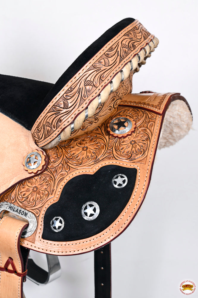 HILASON Flex Tree Western Horse Saddle American Leather Trail Barrel | for Horses Quilted