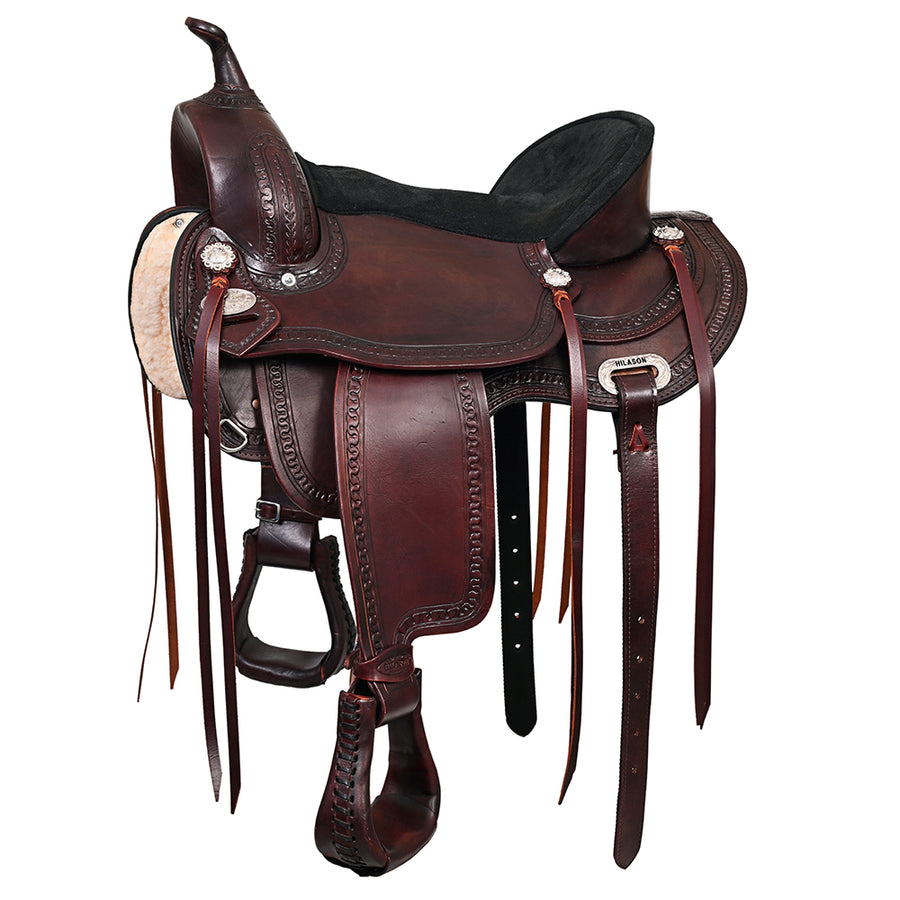 16 In HILASON Western Horse Saddle American Leather Flex Tree Trail and Pleasure Chocolate Brown - Uhorse