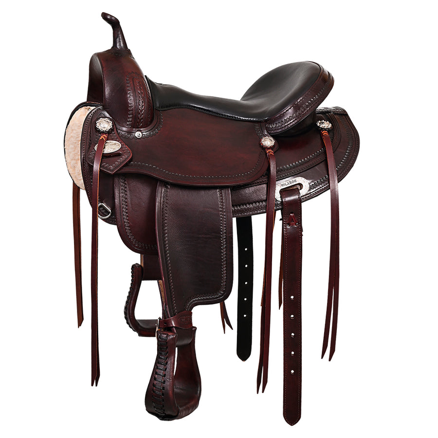 15 In HILASON Western Horse Saddle American Leather Flex Tree Trail and Pleasure Chocolate Brown - Uhorse