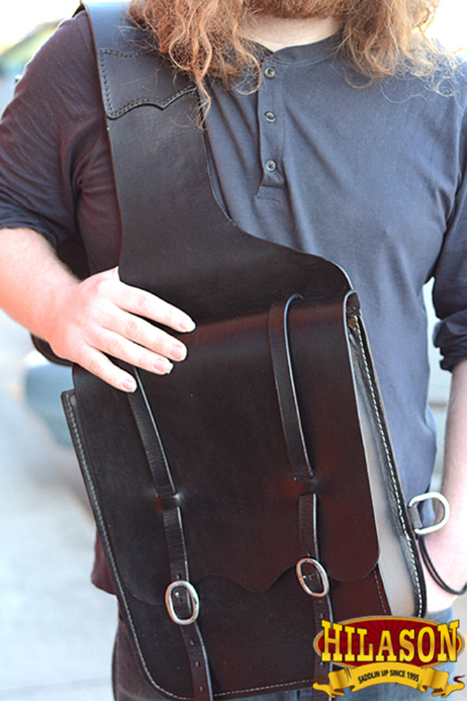 HILASON Soft Leather Horse Saddle Bag Black & Brown | Equestrian Western Adjustable Closure