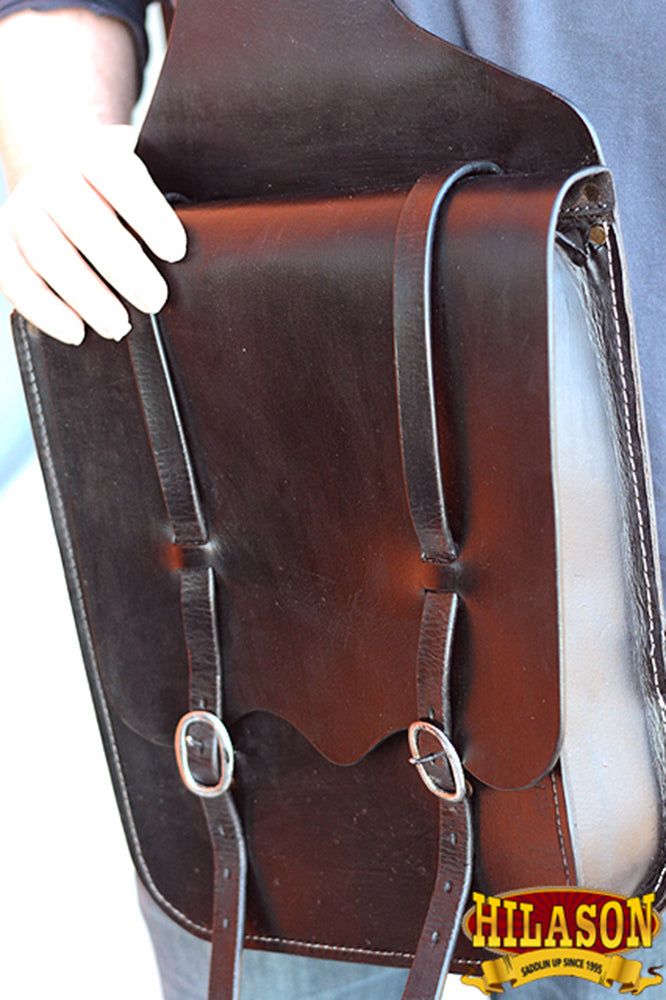 HILASON Soft Leather Horse Saddle Bag Black & Brown | Equestrian Western Adjustable Closure
