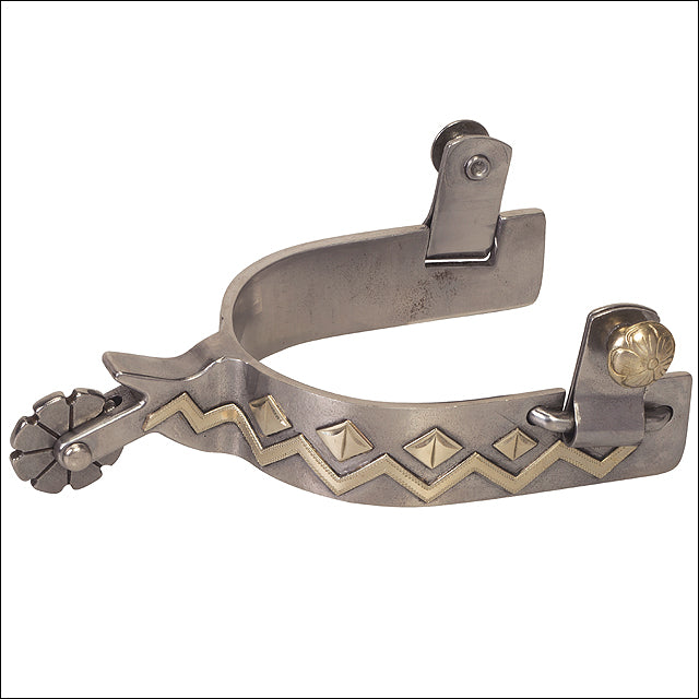 men's Riding Spurs Sweet Iron Replaceable Rowels 1 1/2" Shank Silver Trim - Uhorse