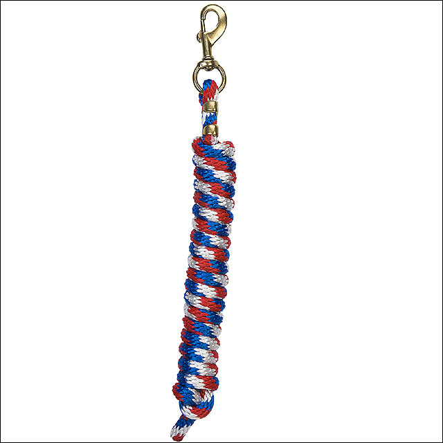 5/8" X 8' Polypropylene Soft Lead Rope with Solid Brass 225 Snap Blue Red - Hilason