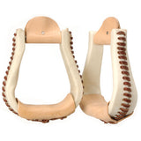 Tough 1 Royal King Hand Laced Bell Bottom Horse Leather Stirrups Pair Light Oil