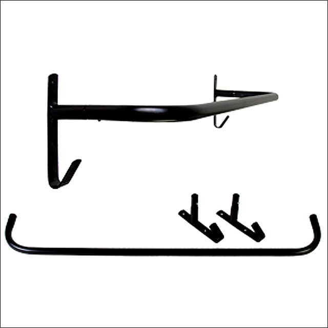 Black metal wall-mounted saddle rack with hooks - Uhorse