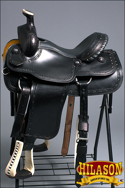 HILASON Western Horse Saddle American Leather Ranch Roping Trail Black | Hand Tooled Wade & For Horses