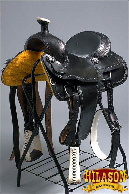 HILASON Western Horse Saddle American Leather Ranch Roping Trail Black | Hand Tooled Wade & For Horses