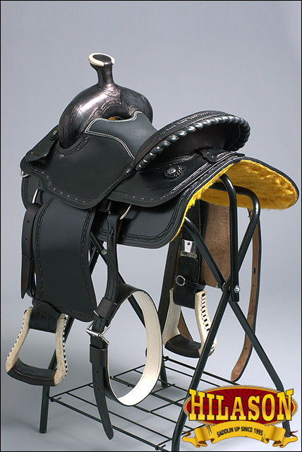 HILASON Western Horse Saddle American Leather Ranch Roping Trail Black | Hand Tooled | Horse Saddle | Western Saddle | Wade & Roping Saddle | Horse Leather Saddle | Saddle For Horses