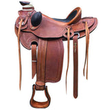 Brown leather western saddle with tooling - Uhorse