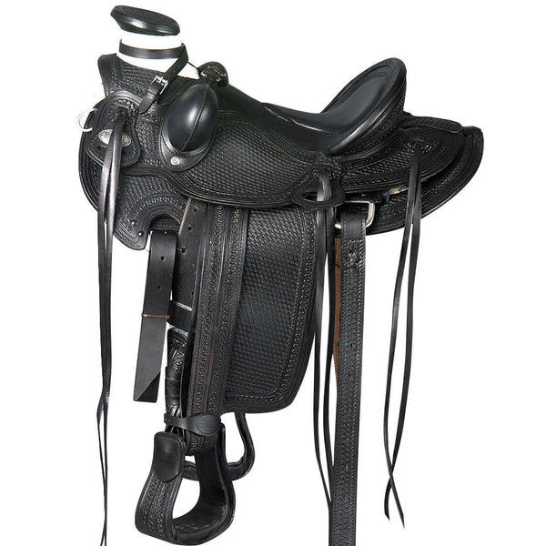 Western Horse Saddle American Leather Wade Ranch Roping Black Hilason - Uhorse