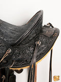 HILASON Western Horse Wade Saddle American Leather Ranch Roping Antique Black | Hand Tooled & For Horses
