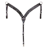 Western Horse Headstall & Breast Collar Tack American Leather Black Turquoise Hilason